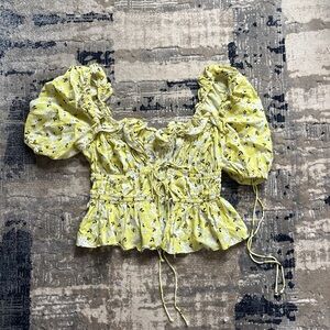 For Love And Lemons Yellow Floral Blouse